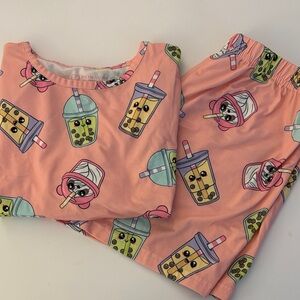 Primark Kids Pajama Set with Bubble Tea Design - Pink and Green